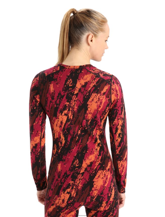 Icebreaker îmbrăcăminte cireș/bliț femei merino 250 vertex cu mânecă lungă echipaj termic top sedimentar DL46T829