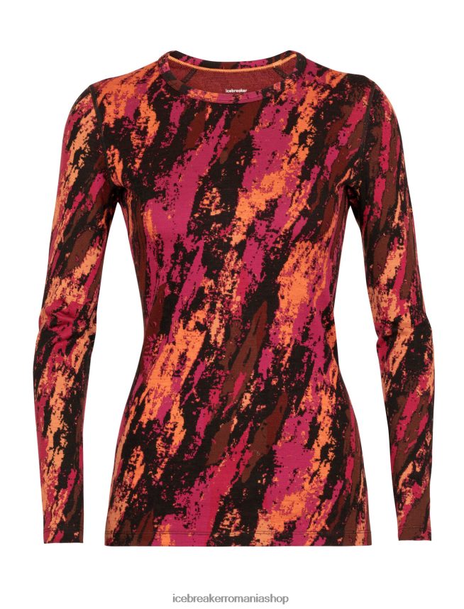 Icebreaker îmbrăcăminte cireș/bliț femei merino 250 vertex cu mânecă lungă echipaj termic top sedimentar DL46T829