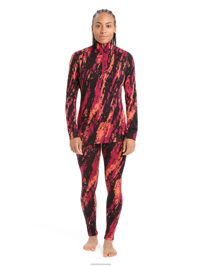 Icebreaker îmbrăcăminte cireș/bliț femei merino 250 vertex cu maneca lunga jumatate fermoar top termic sedimentar DL46T818