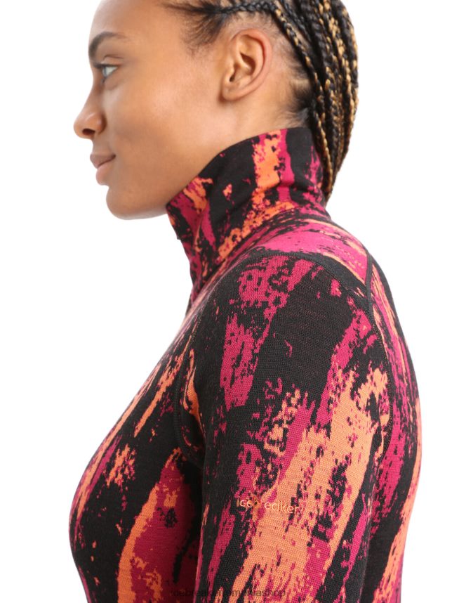 Icebreaker îmbrăcăminte cireș/bliț femei merino 250 vertex cu maneca lunga jumatate fermoar top termic sedimentar DL46T818