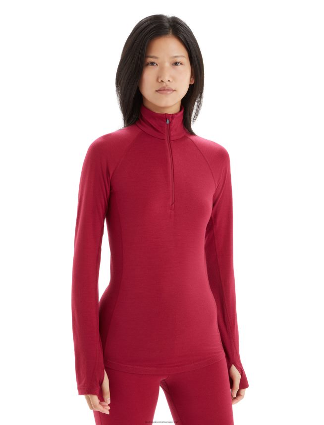 Icebreaker îmbrăcăminte cireașă femei Bodyfitzone merino 200 zone cu mânecă lungă cu jumătate de fermoar DL46T806