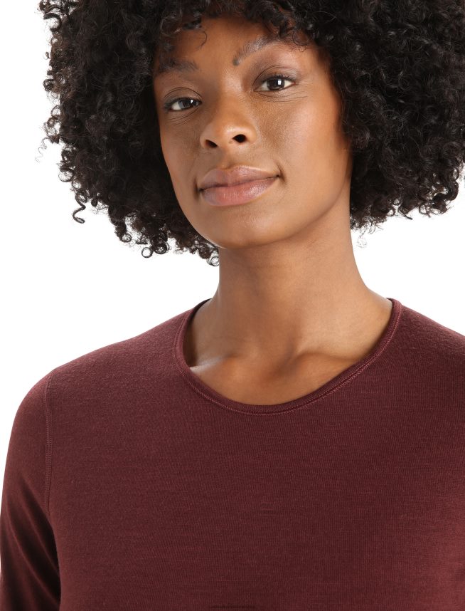 Icebreaker îmbrăcăminte espresso femei Merino 200 Oasis cu mânecă lungă, top termic pentru echipaj DL46T802