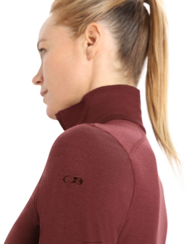 Icebreaker îmbrăcăminte espresso femei top termic cu mânecă lungă merino 200 oasis cu jumătate de fermoar DL46T898