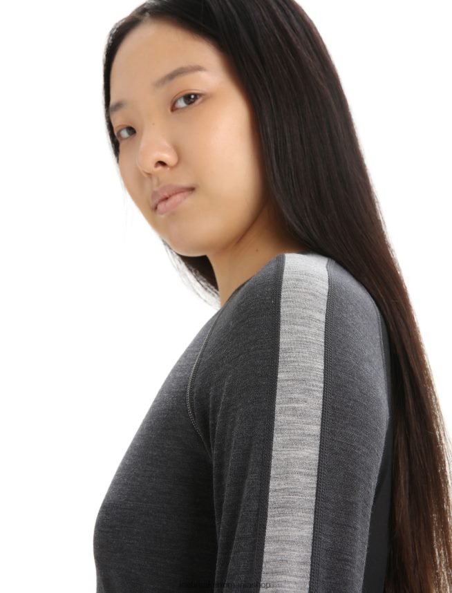 Icebreaker îmbrăcăminte jet heather/negru femei 125 zoneknit merinos bluză termică cu mânecă lungă DL46T590