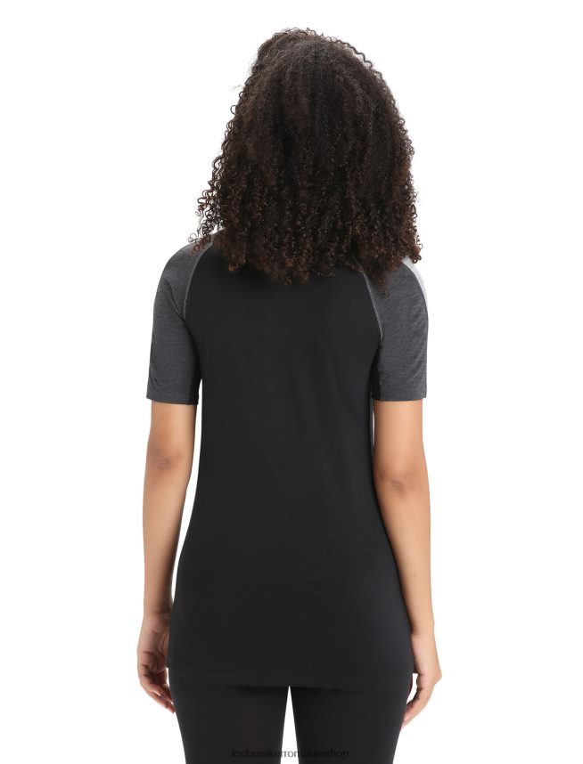 Icebreaker îmbrăcăminte jet heather/negru femei 125 zoneknit merinos cu mânecă scurtă echipaj de top termic DL46T588