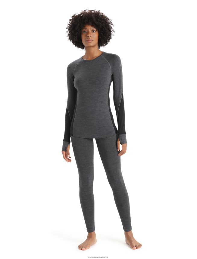Icebreaker îmbrăcăminte jet heather/negru femei Bodyfitzone merino 260 zone cu mânecă lungă, top termic crewe DL46T870