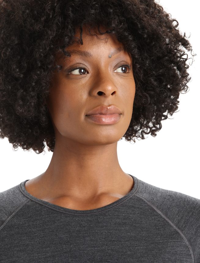 Icebreaker îmbrăcăminte jet heather/negru femei Bodyfitzone merino 260 zone cu mânecă lungă, top termic crewe DL46T870