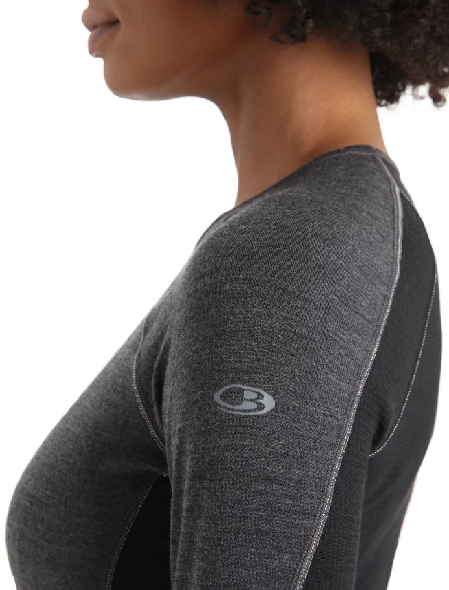 Icebreaker îmbrăcăminte jet heather/negru femei Bodyfitzone merino 260 zone cu mânecă lungă, top termic crewe DL46T870