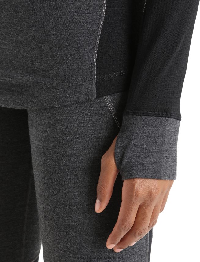 Icebreaker îmbrăcăminte jet heather/negru femei Bodyfitzone merino 260 zone cu mânecă lungă, top termic crewe DL46T870