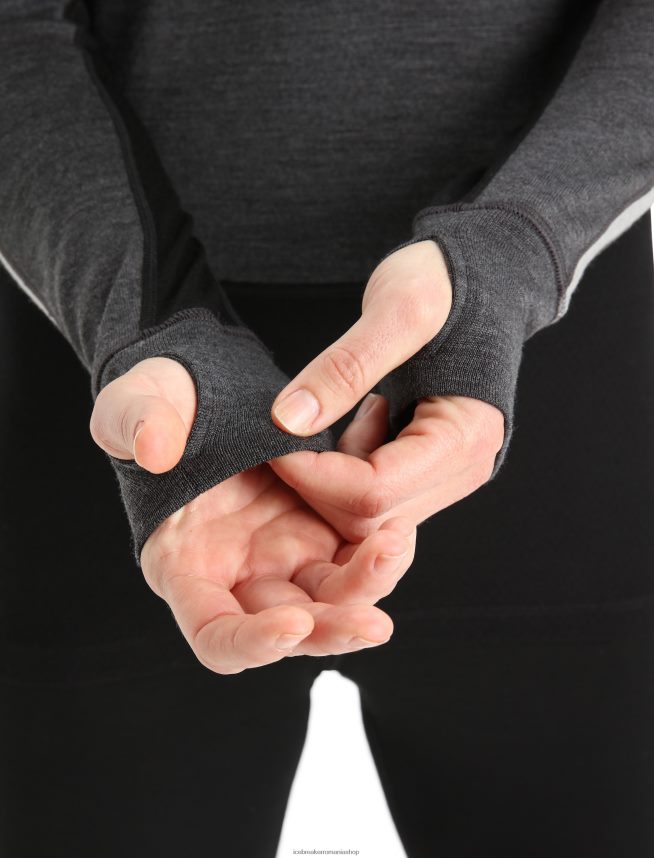 Icebreaker îmbrăcăminte jet heather/negru femei Top termic cu jumătate de fermoar cu mânecă lungă din merino din 260 zoneknit DL46T596