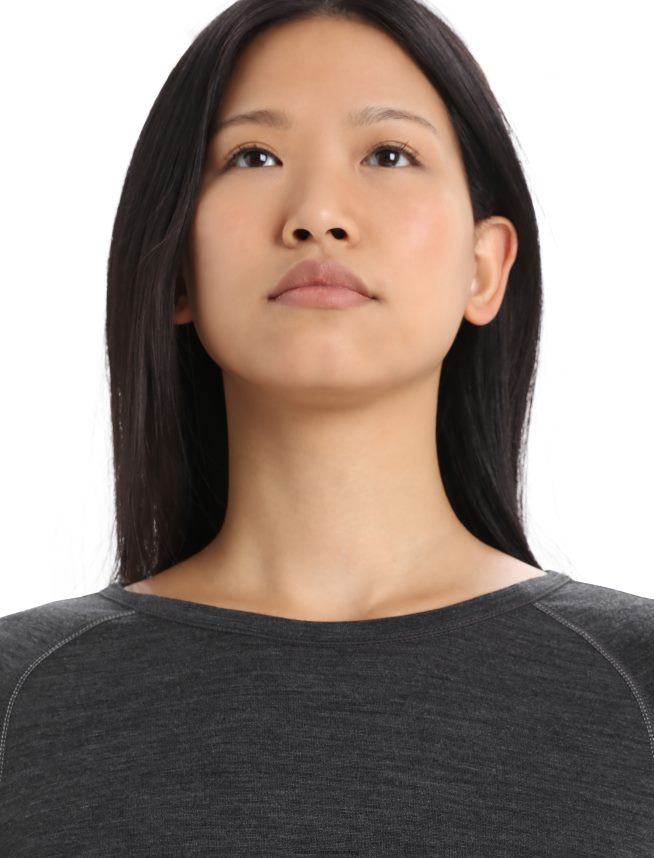 Icebreaker îmbrăcăminte jet heather/negru femei Top termic cu mânecă lungă din merino din 200 zoneknit DL46T580