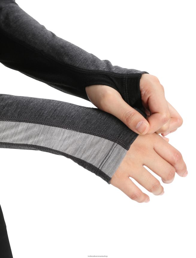 Icebreaker îmbrăcăminte jet heather/negru femei Top termic cu mânecă lungă din merino din 200 zoneknit DL46T580