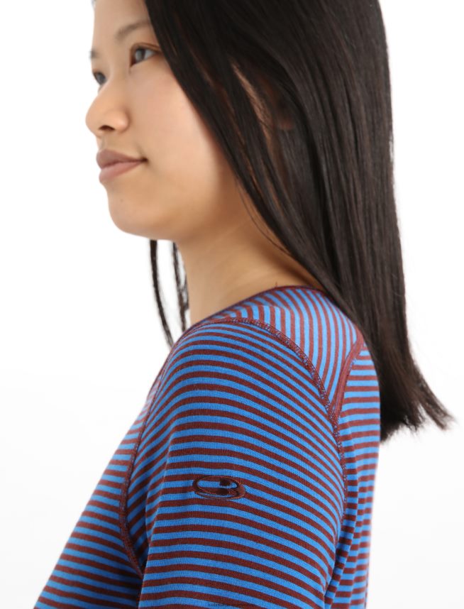 Icebreaker îmbrăcăminte lazurita/espresso femei Merino 200 Oasis cu mânecă lungă, top termic pentru echipaj DL46T804