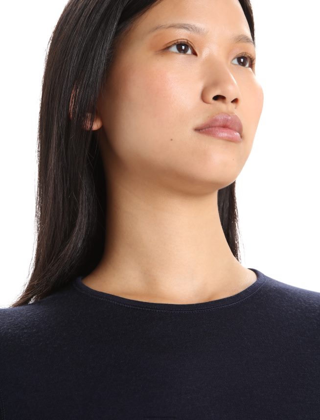 Icebreaker îmbrăcăminte marina de la miezul nopții femei Merino 200 Oasis cu mânecă lungă, top termic pentru echipaj DL46T559