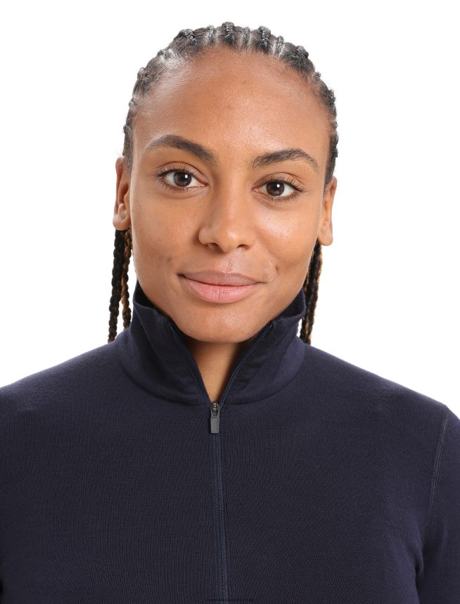 Icebreaker îmbrăcăminte marina de la miezul nopții femei Top termic cu mânecă lungă merino 260 tech cu jumătate de fermoar DL46T575