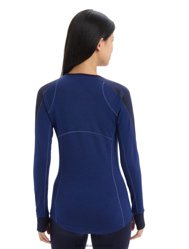 Icebreaker îmbrăcăminte marina de la miezul nopții/marina regală femei Bodyfitzone merino 260 zone cu mânecă lungă, top termic crewe DL46T871