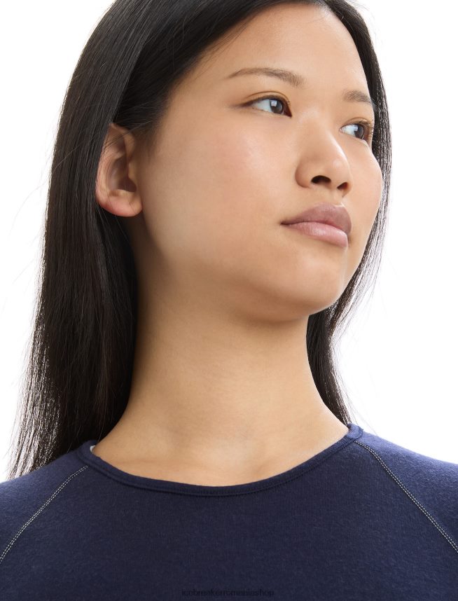 Icebreaker îmbrăcăminte marina de la miezul nopții/marina regală femei Bodyfitzone merino 260 zone cu mânecă lungă, top termic crewe DL46T871