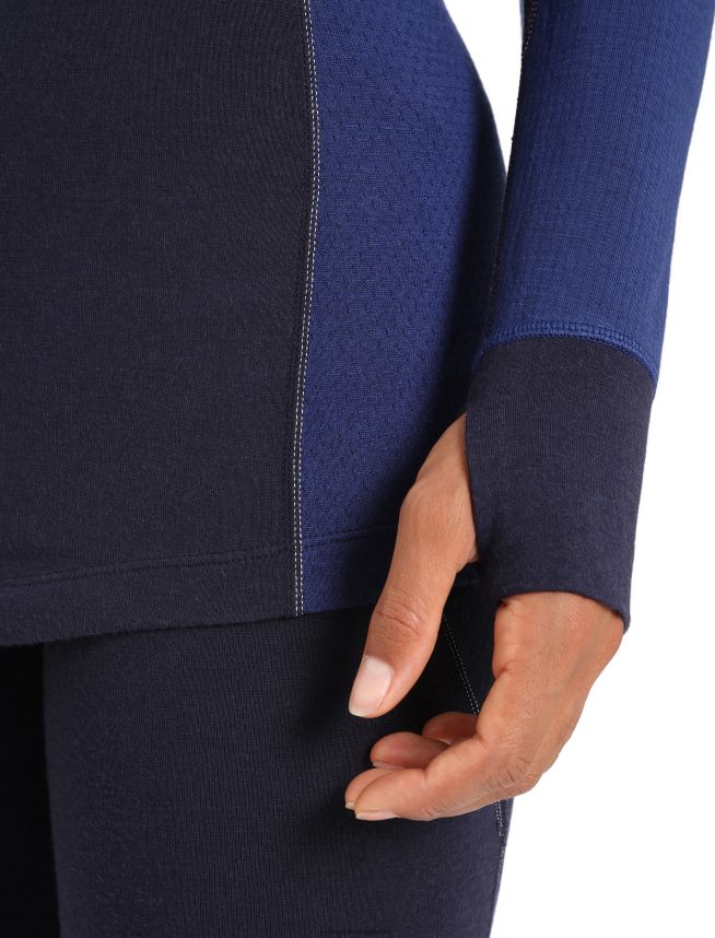 Icebreaker îmbrăcăminte marina de la miezul nopții/marina regală femei Bodyfitzone merino 260 zone top termic cu mânecă lungă cu jumătate de fermoar DL46T846