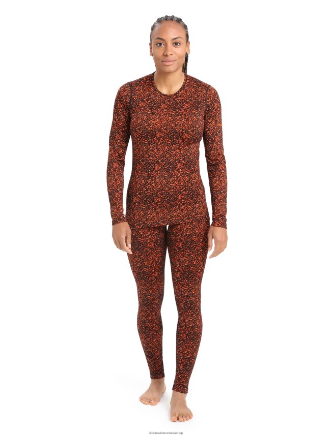 Icebreaker îmbrăcăminte negru/cireș femei merino 200 oasis mânecă lungă echipaj termic top lichen DL46T835