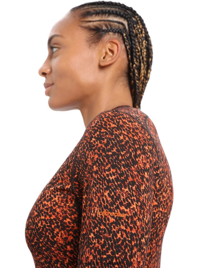 Icebreaker îmbrăcăminte negru/cireș femei merino 200 oasis mânecă lungă echipaj termic top lichen DL46T835