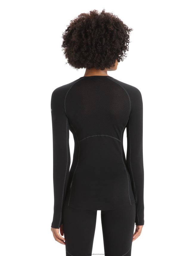 Icebreaker îmbrăcăminte negru femei Bodyfitzone merino 150 zone cu mânecă lungă, top termic crewe DL46T794