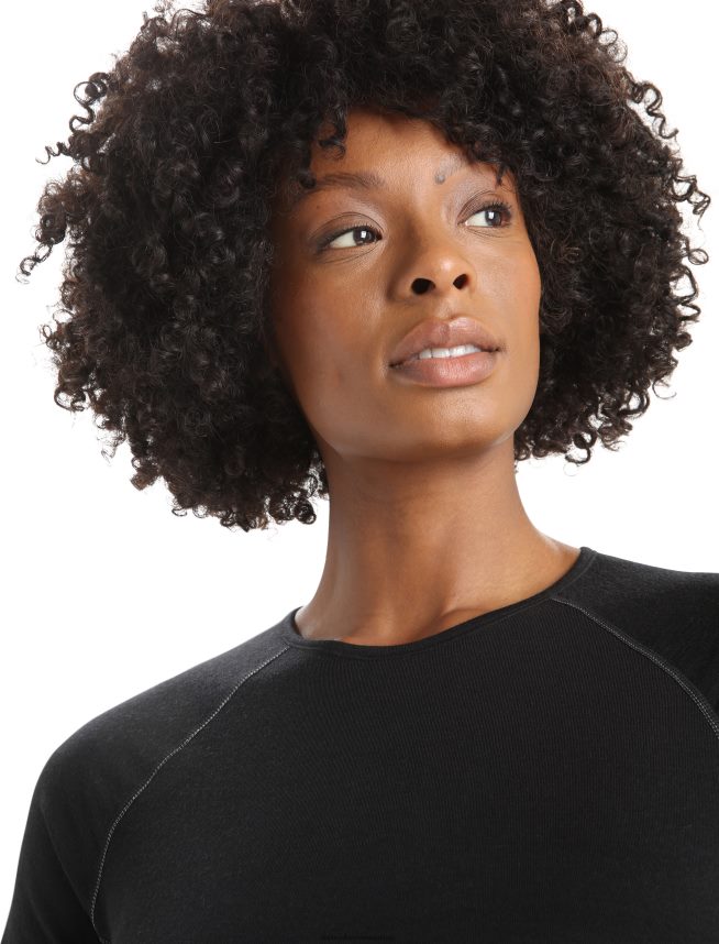 Icebreaker îmbrăcăminte negru femei Bodyfitzone merino 150 zone cu mânecă scurtă crewe termic top DL46T567