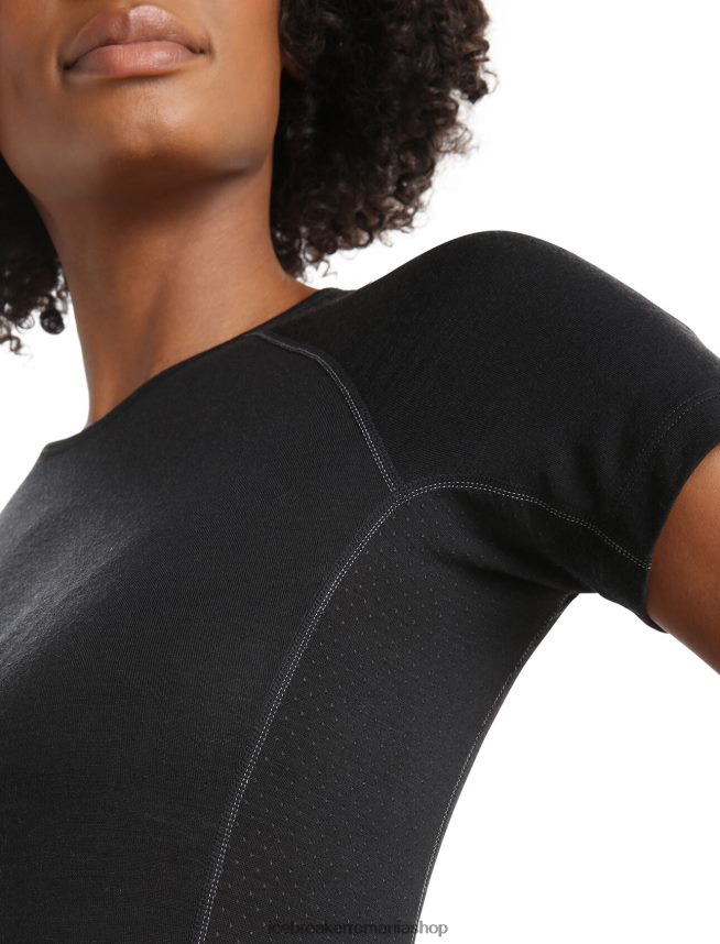 Icebreaker îmbrăcăminte negru femei Bodyfitzone merino 150 zone cu mânecă scurtă crewe termic top DL46T567