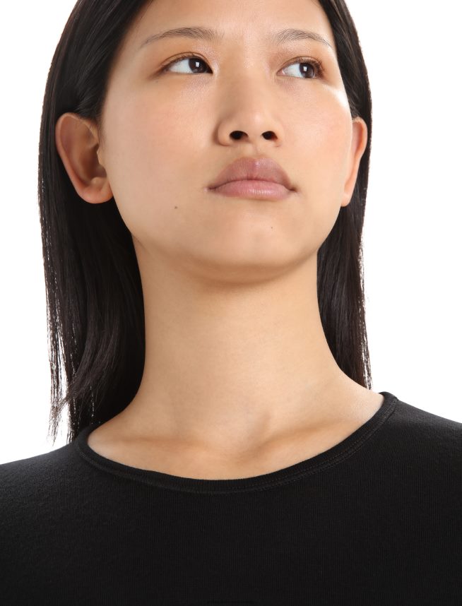 Icebreaker îmbrăcăminte negru femei Top termic cu mânecă lungă merino 260 tech DL46T571