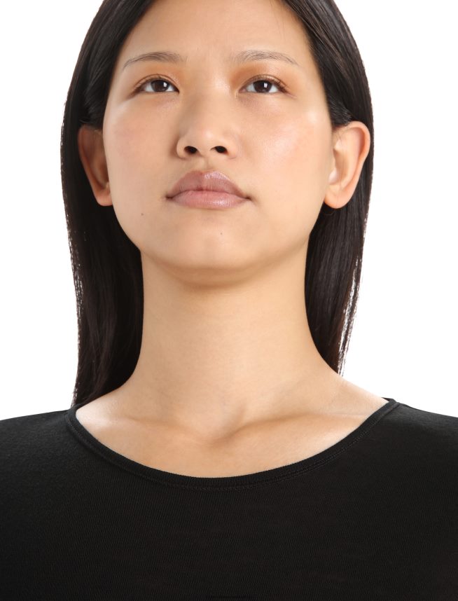 Icebreaker îmbrăcăminte negru femei Top termic pentru echipaj cu mânecă lungă merino 175 de zi cu zi DL46T564