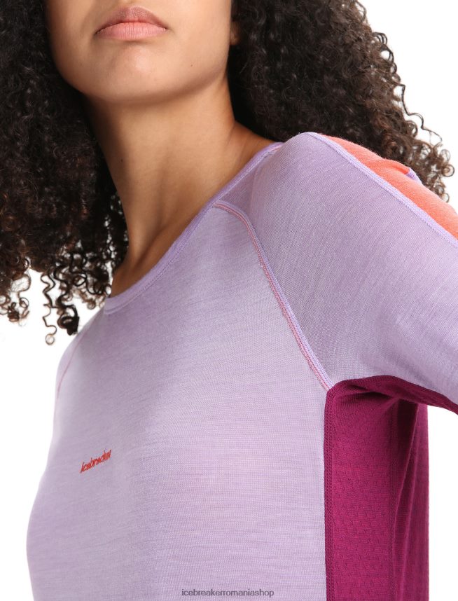 Icebreaker îmbrăcăminte privire mov/go berry femei 125 zoneknit merinos cu mânecă scurtă echipaj de top termic DL46T589