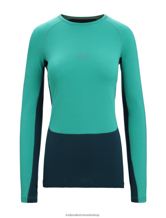 Icebreaker îmbrăcăminte proaspăt/verde glorie femei Top termic cu mânecă lungă din merino din 200 zoneknit DL46T581