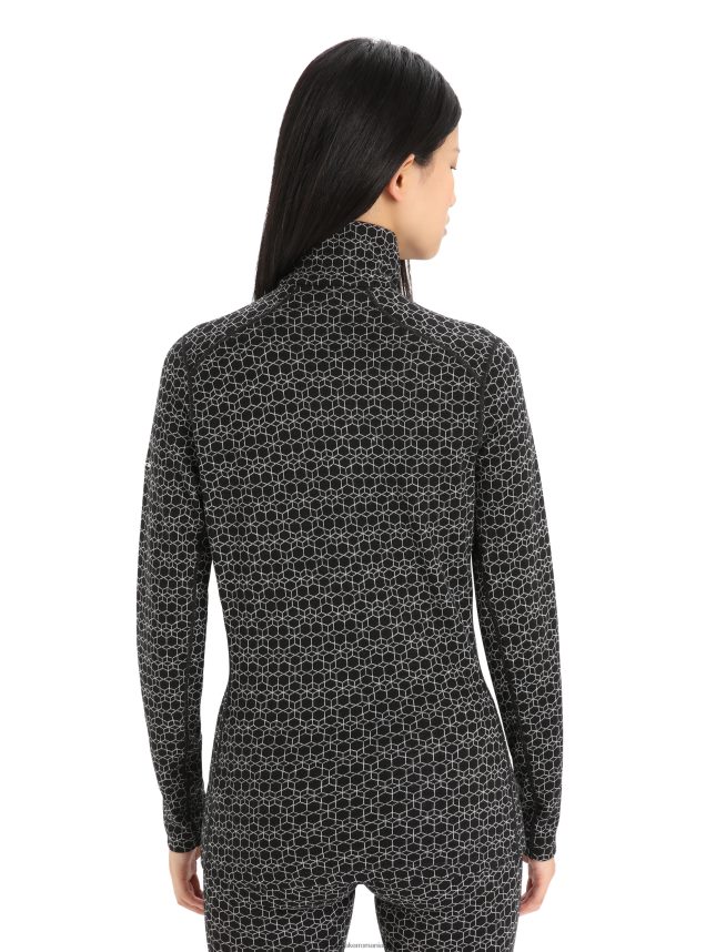 Icebreaker îmbrăcăminte zăpadă neagră femei merino 250 vertex cu maneca lunga jumatate fermoar top termic alpin geo DL46T820