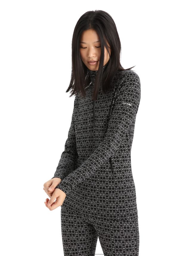 Icebreaker îmbrăcăminte zăpadă neagră femei merino 250 vertex cu maneca lunga jumatate fermoar top termic alpin geo DL46T820