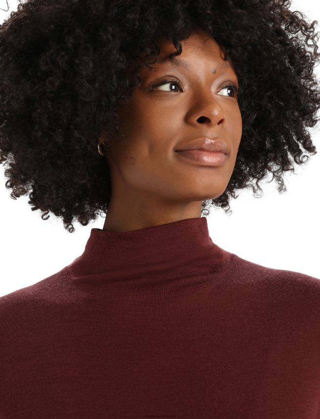 Icebreaker îmbrăcăminte espresso femei Body Merino Queens cu mânecă lungă și cu gât înalt DL46T915