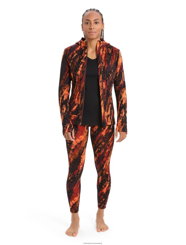 Icebreaker îmbrăcăminte cireș/bliț femei colanti cu talie mare merino fastray sedimentari DL46T839