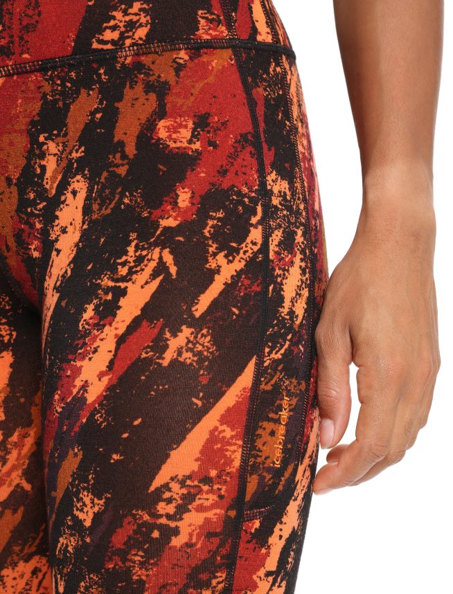 Icebreaker îmbrăcăminte cireș/bliț femei colanti cu talie mare merino fastray sedimentari DL46T839