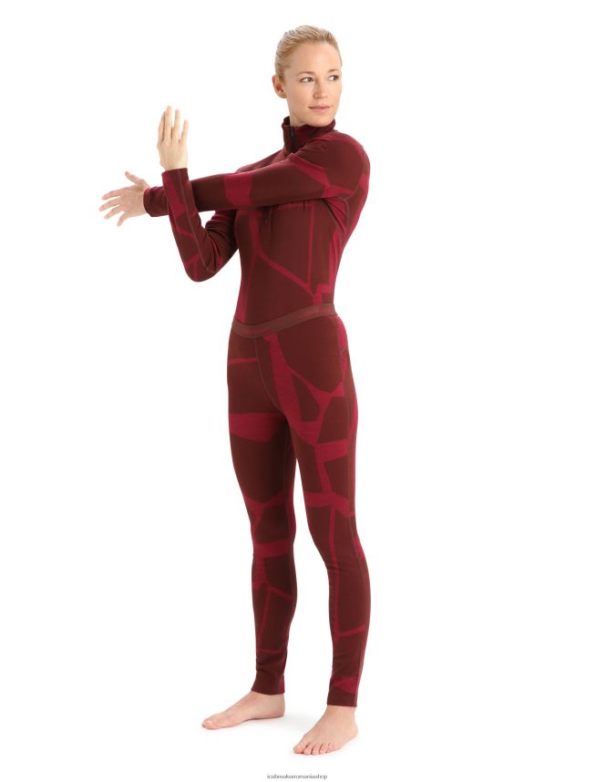 Icebreaker îmbrăcăminte espresso/cireșe femei merino 250 vertex jambiere termice peisaje fracturate DL46T844