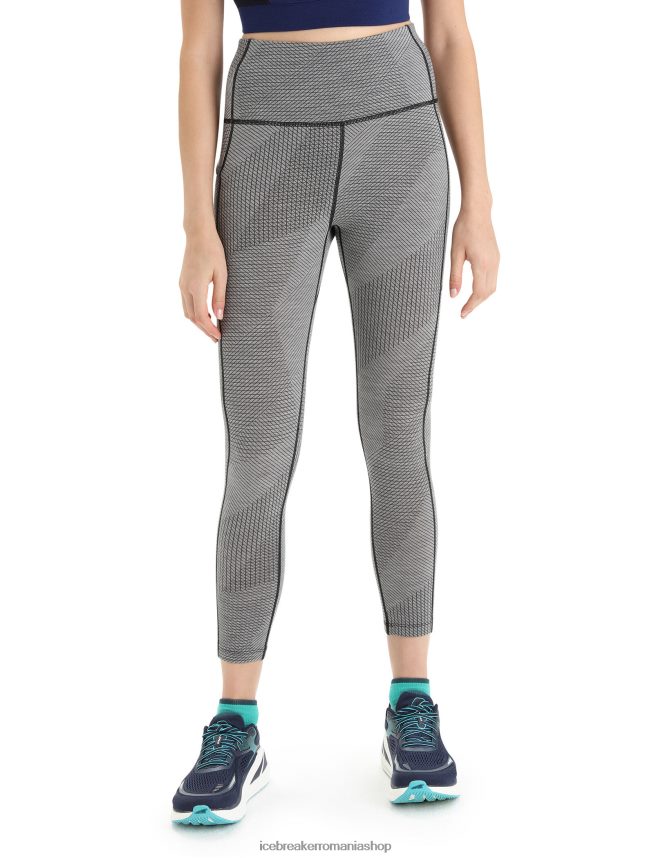 Icebreaker îmbrăcăminte metrou heather/negru femei colanti cu talie mare merino fastray gridlines DL46T749