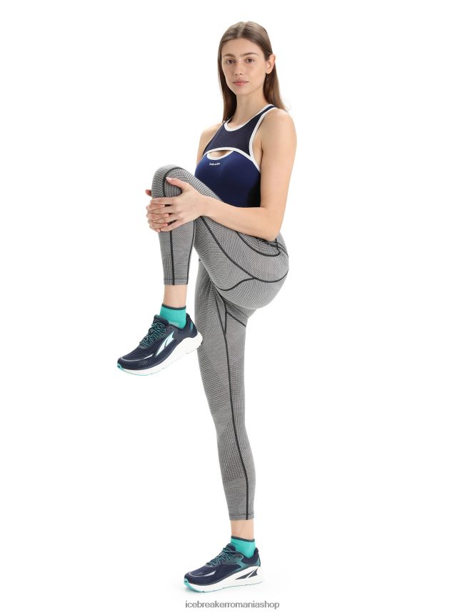 Icebreaker îmbrăcăminte metrou heather/negru femei colanti cu talie mare merino fastray gridlines DL46T749