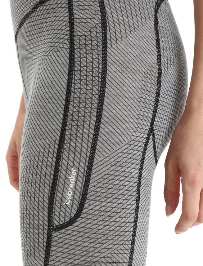 Icebreaker îmbrăcăminte metrou heather/negru femei colanti cu talie mare merino fastray gridlines DL46T749