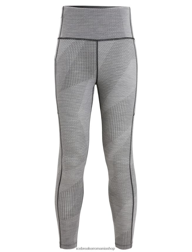 Icebreaker îmbrăcăminte metrou heather/negru femei colanti cu talie mare merino fastray gridlines DL46T749