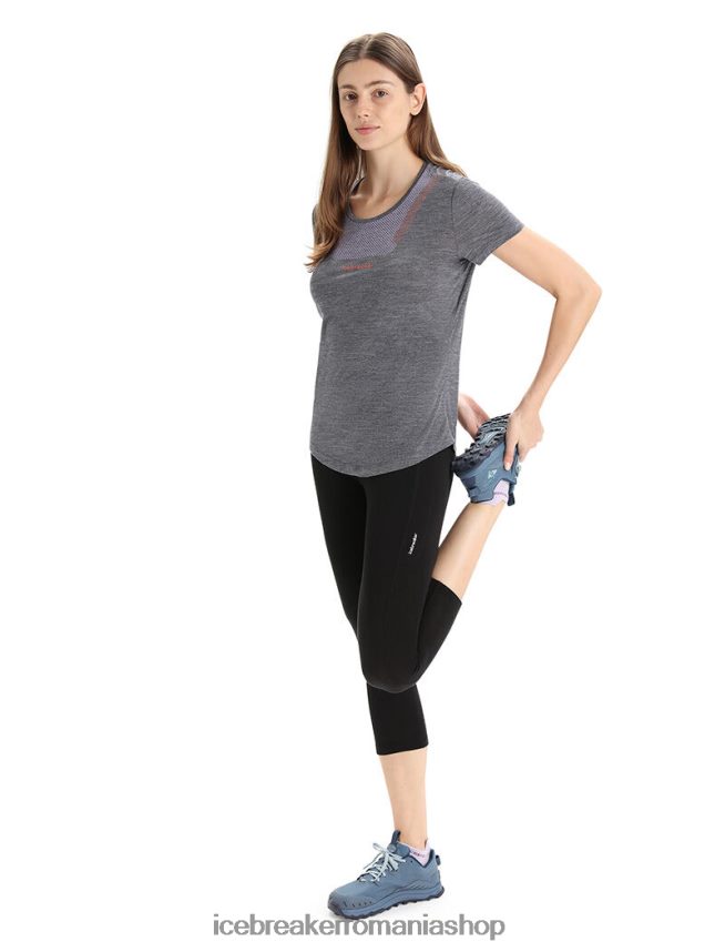 Icebreaker îmbrăcăminte negru femei colanți 3/4 cu talie mare din merino fastray DL46T737