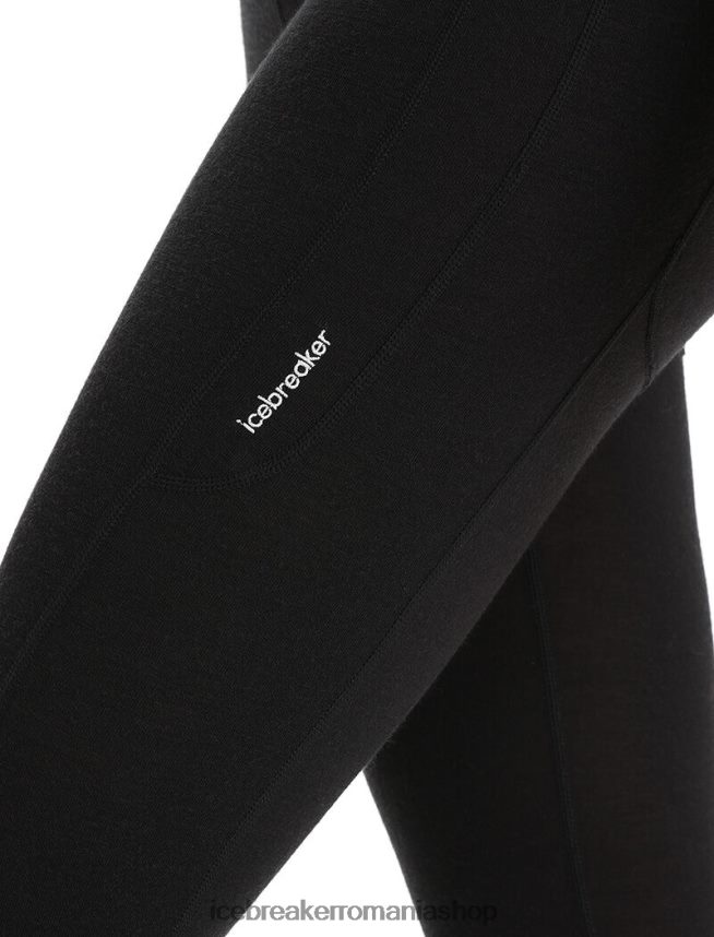 Icebreaker îmbrăcăminte negru femei colanți 3/4 cu talie mare din merino fastray DL46T737