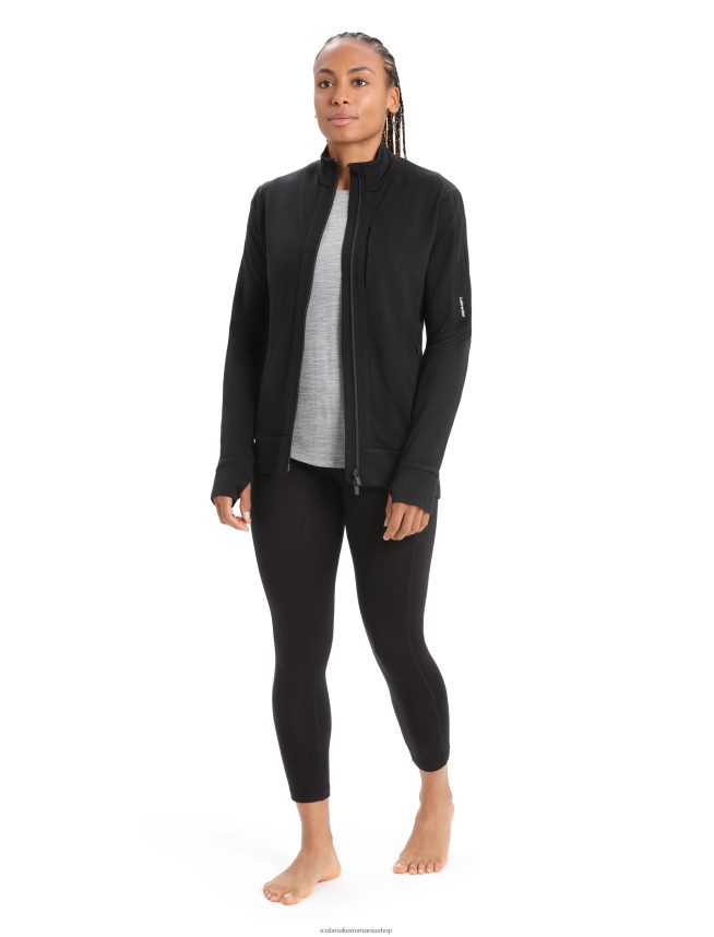Icebreaker îmbrăcăminte negru femei colanti cu talie mare din merino fastray DL46T733