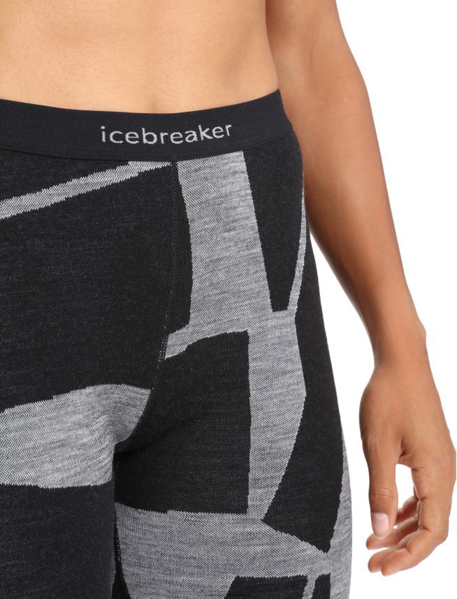 Icebreaker îmbrăcăminte negru/jet heather femei merino 250 vertex jambiere termice peisaje fracturate DL46T843