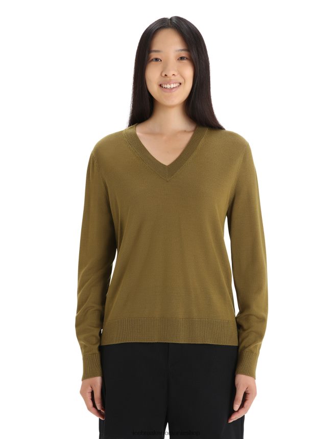 Icebreaker îmbrăcăminte alge femei pulover merino wilcox cu mânecă lungă cu decolteu în V DL46T722