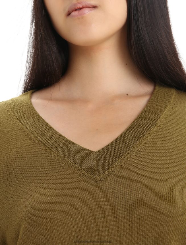 Icebreaker îmbrăcăminte alge femei pulover merino wilcox cu mânecă lungă cu decolteu în V DL46T722