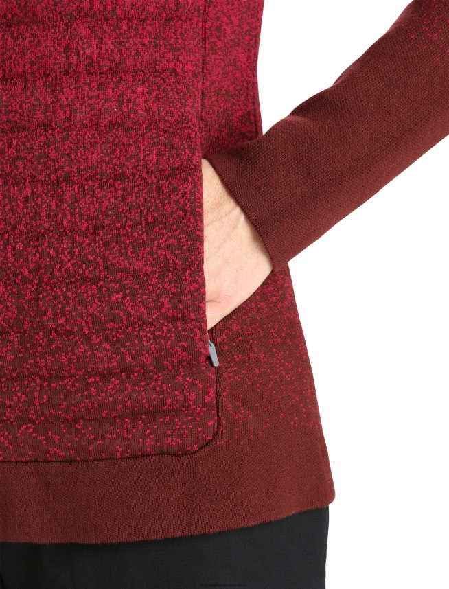 Icebreaker îmbrăcăminte cireșe/espresso femei hanorac izolat cu mânecă lungă cu fermoar din merino zoneknit în adâncime DL46T888