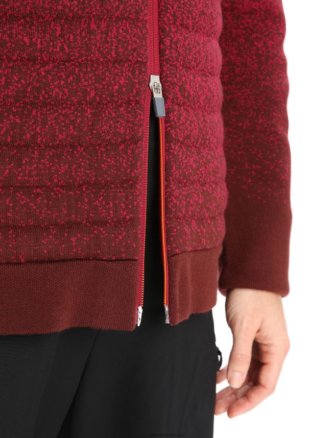 Icebreaker îmbrăcăminte cireșe/espresso femei hanorac izolat cu mânecă lungă cu fermoar din merino zoneknit în adâncime DL46T888
