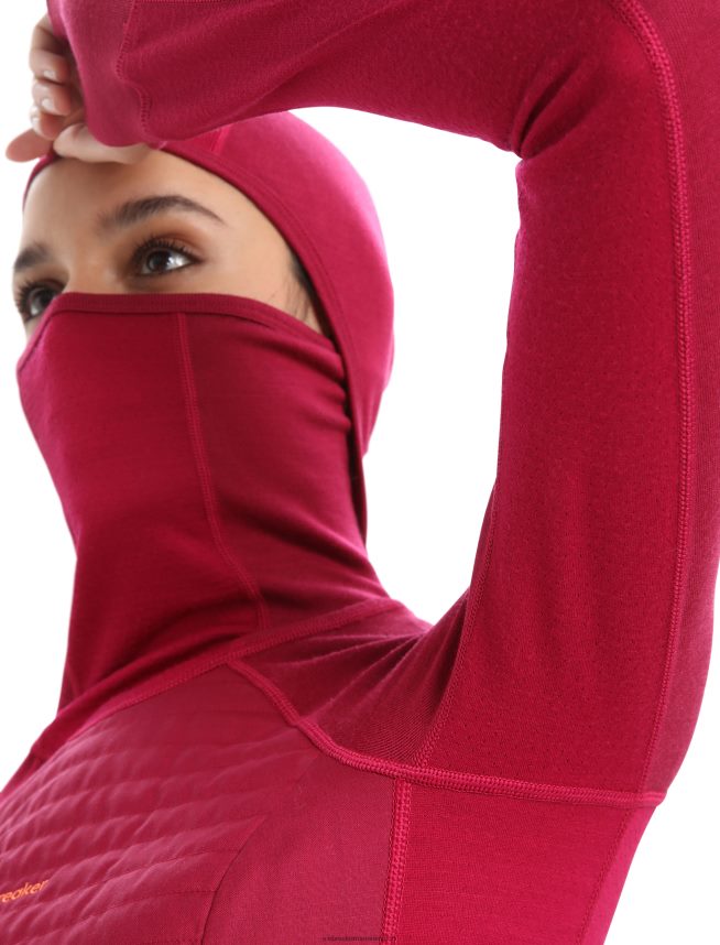 Icebreaker îmbrăcăminte cireașă femei hanorac termic cu mânecă lungă izolată din merino zoneknit DL46T890